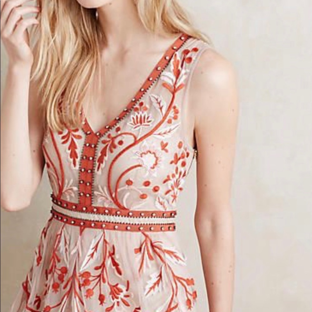 Anthropologie embroidered Alicante dress